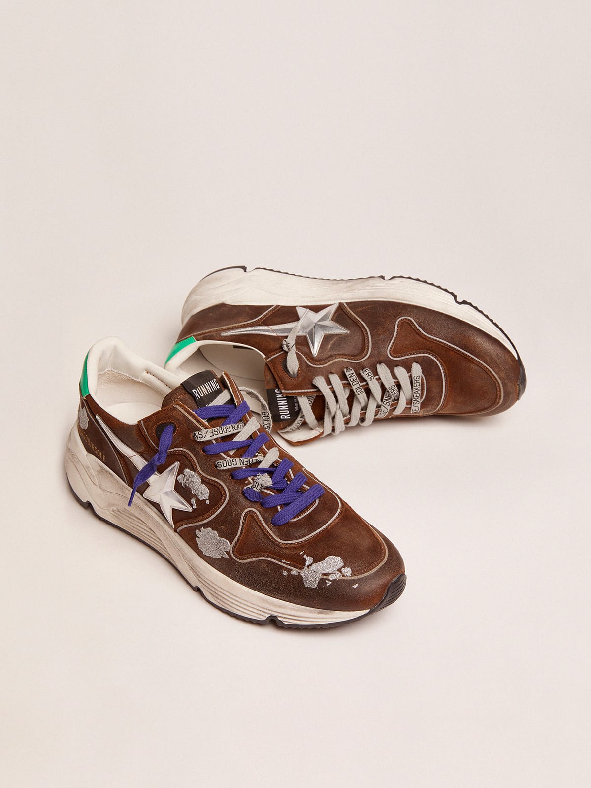 Golden Goose - Running Sole sneakers in cognac-colored suede with 3D star in 