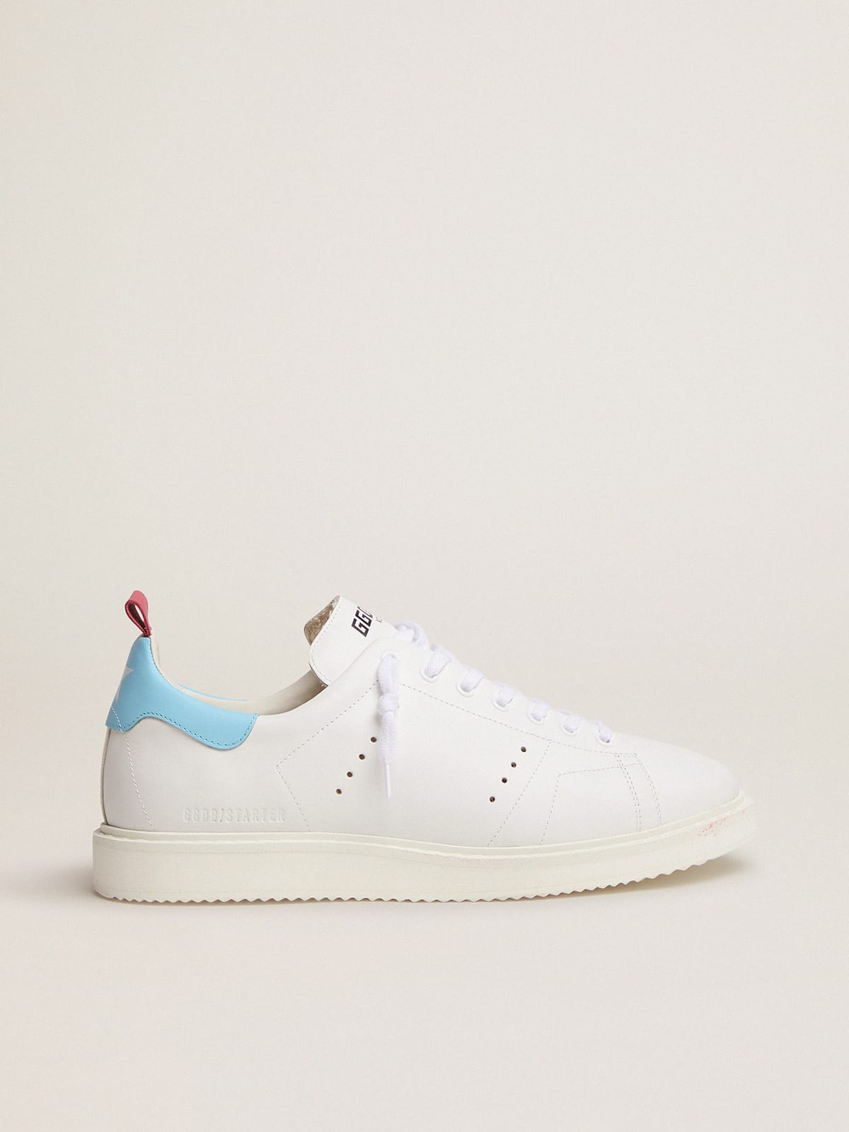 Golden Goose - White Starter LTD sneakers with light blue heel tab in 