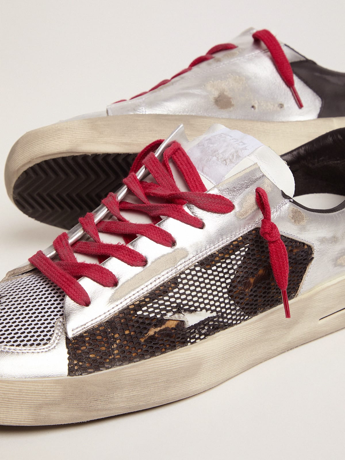 Golden Goose - Men's Limited Edition LAB silver and animal-print Stardan sneakers in 
