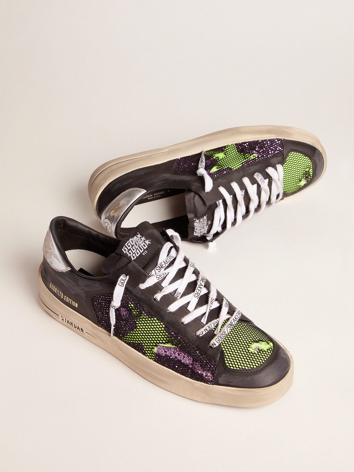 Golden Goose - Men’s LAB Limited Edition Stardan sneakers with glitter and fluorescent yellow details in 