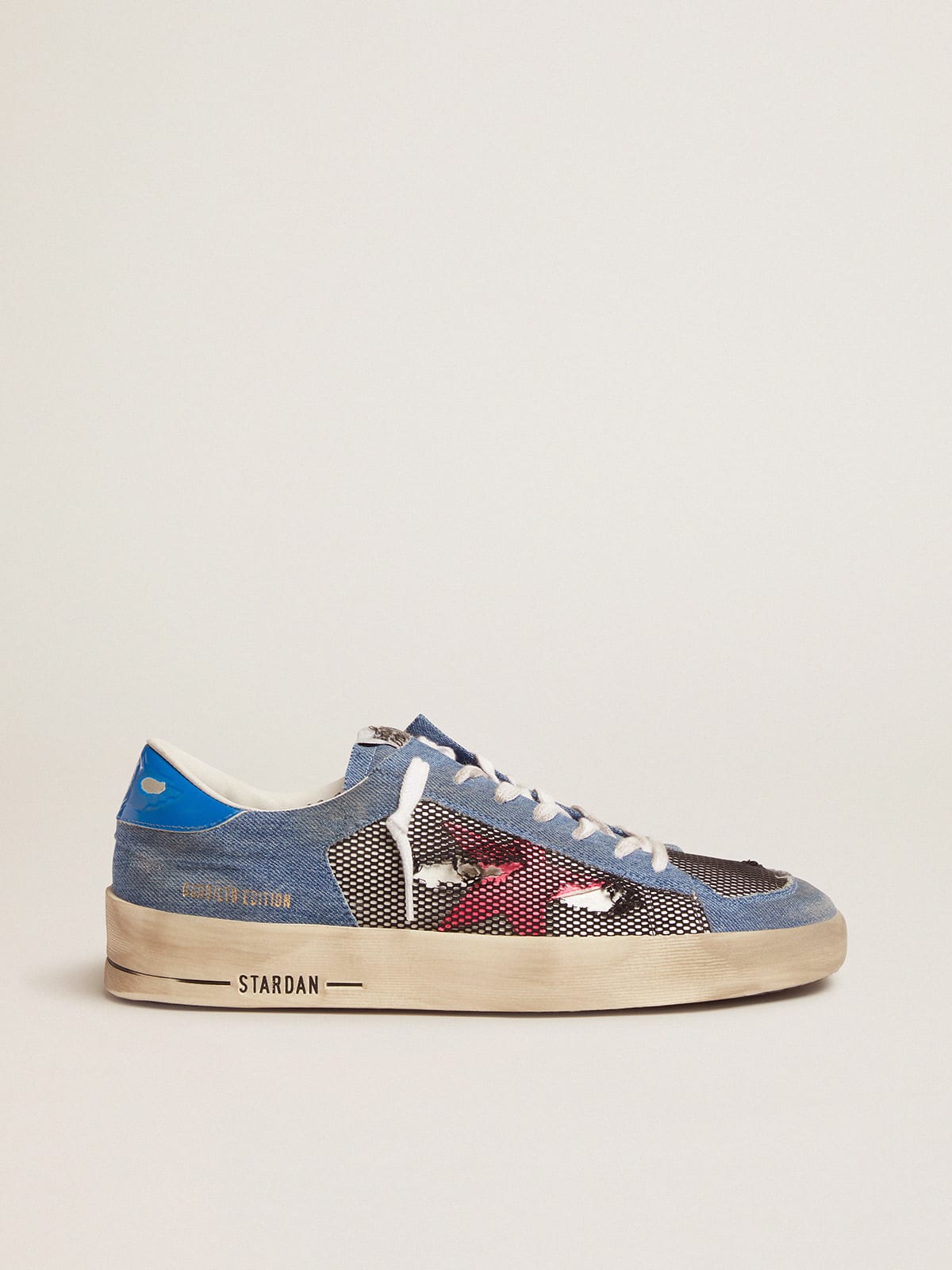 Men's Limited Edition LAB denim Stardan sneakers with fuchsia star