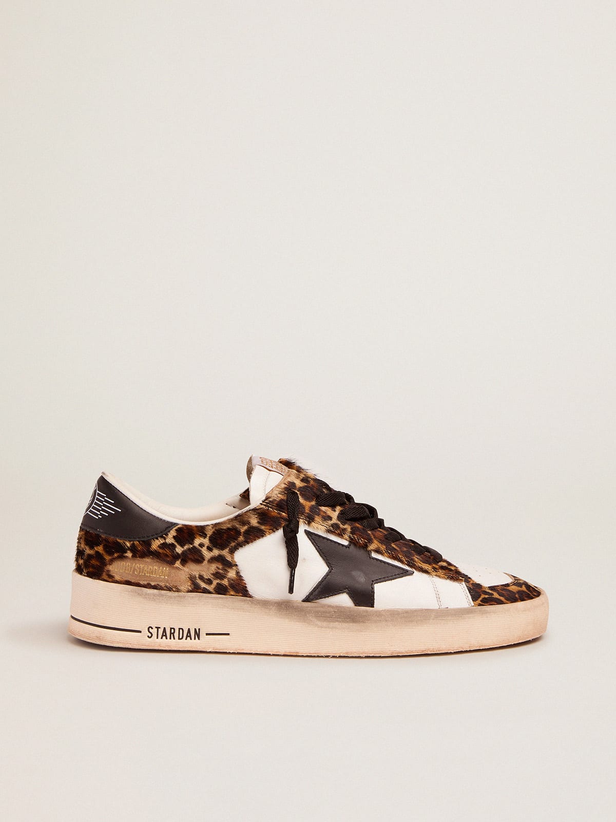 Golden Goose - Stardan sneakers in white leather and leopard-print pony skin in 