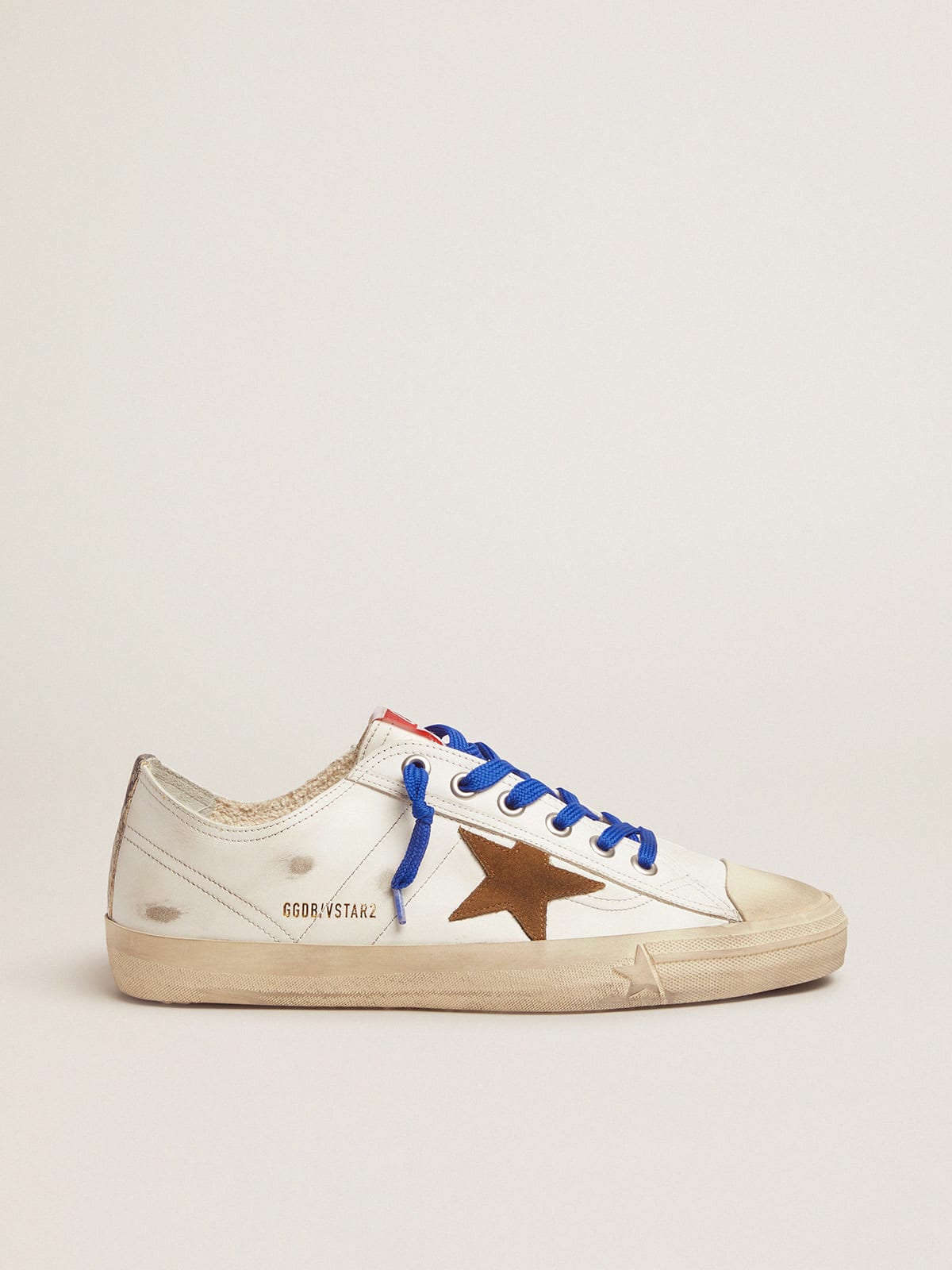 Golden Goose - V-Star sneakers LTD with snake-print vertical strip and blue laces in 