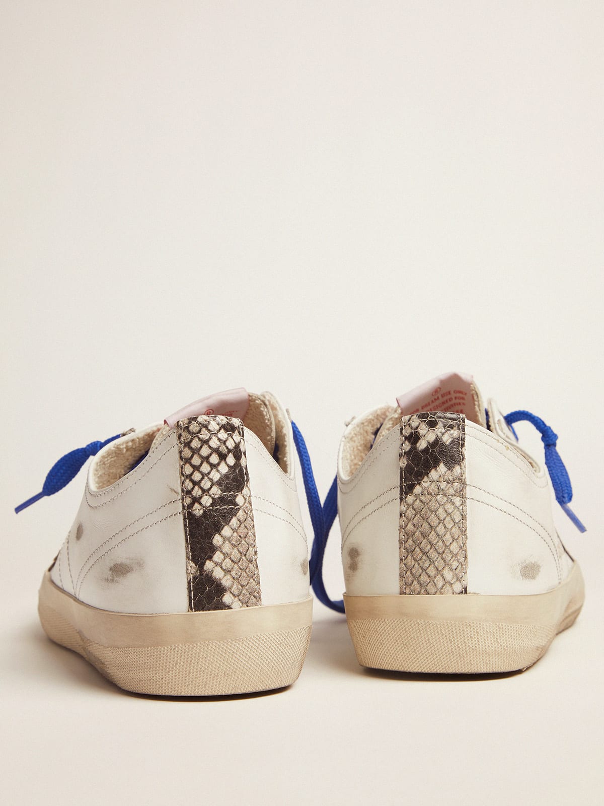 Golden Goose - V-Star sneakers LTD with snake-print vertical strip and blue laces in 