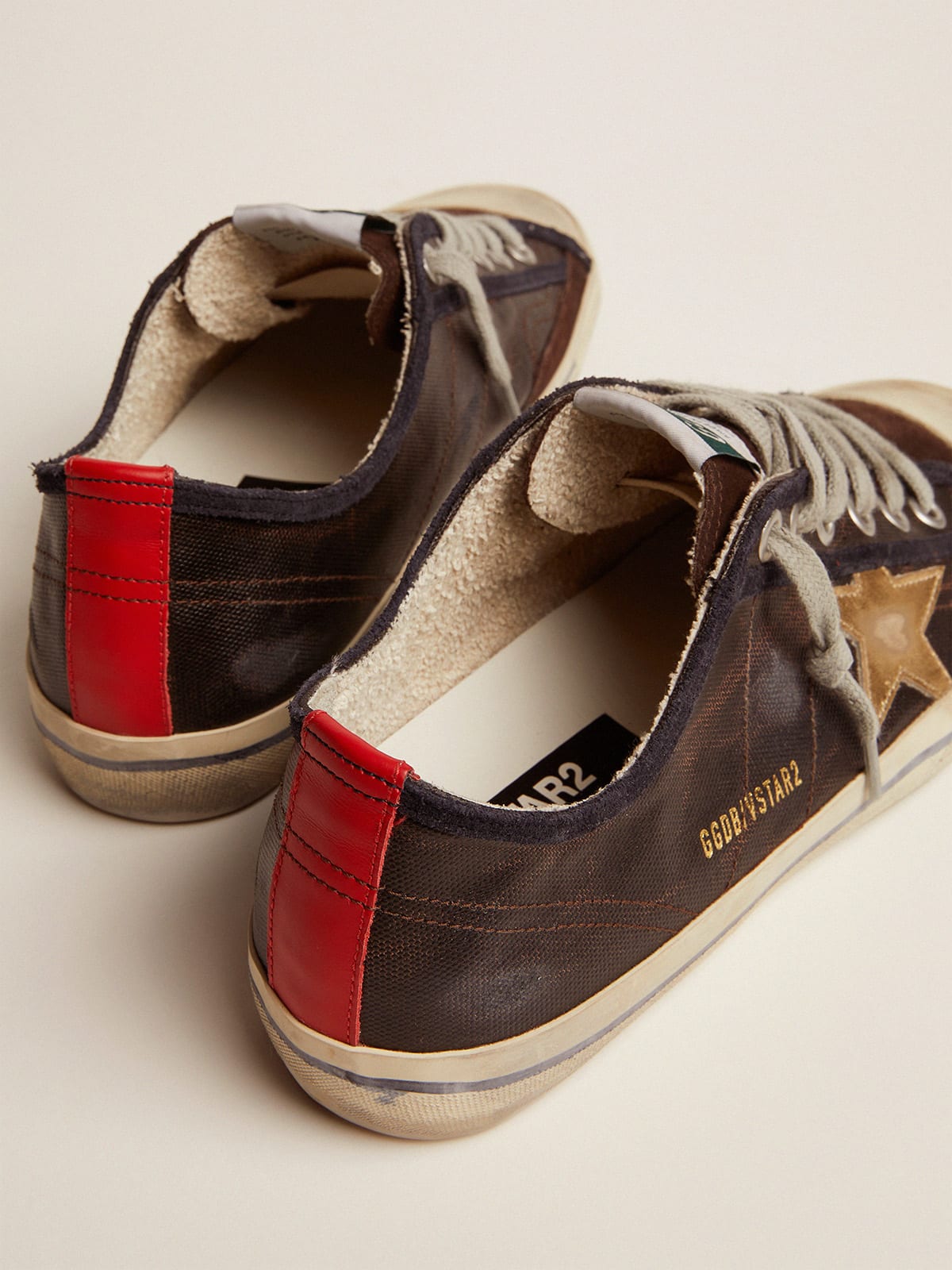 V-Star sneakers in dark blue canvas and brown suede with gold metallic  leather star