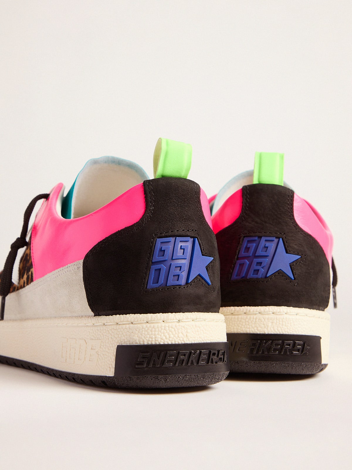 Men’s fuchsia and leopardprint Yeah sneakers Golden Goose