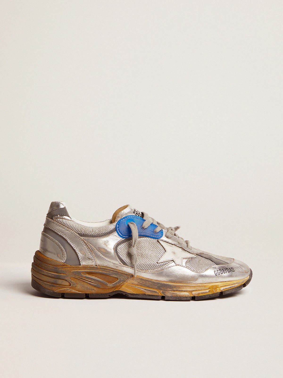 Silver Dad-Star sneakers with distressed finish | Golden Goose