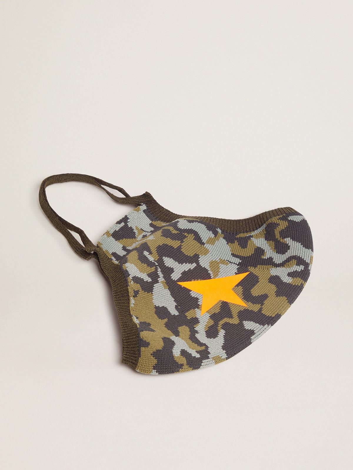Golden Goose - Camouflage Golden face mask with orange star in 