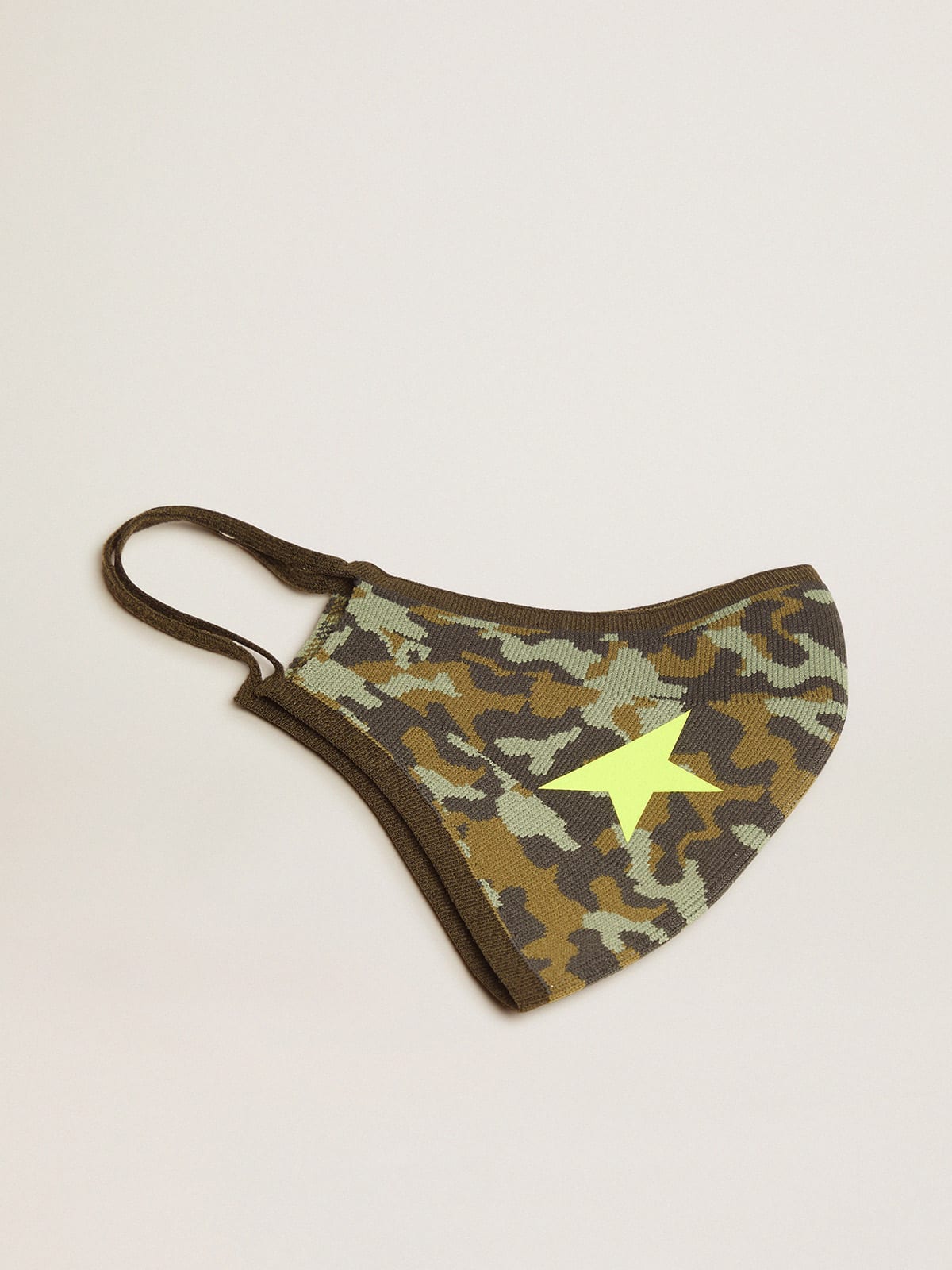 Golden Goose - Camouflage Golden face mask with fluorescent yellow star in 