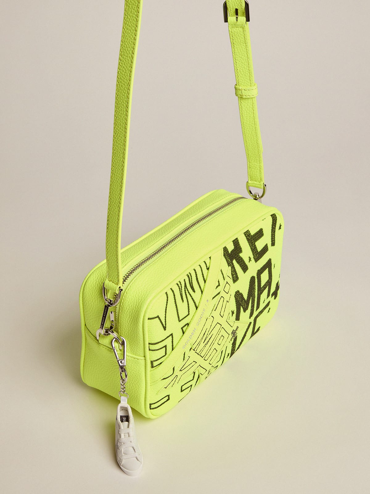 Fluorescent yellow Star Bag in canvas with Sneakers Maker print | Golden  Goose