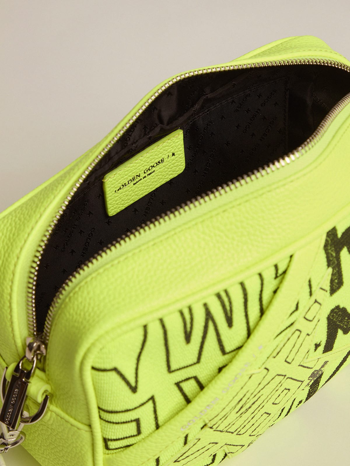 Fluorescent yellow Star Bag in canvas with Sneakers Maker print | Golden  Goose