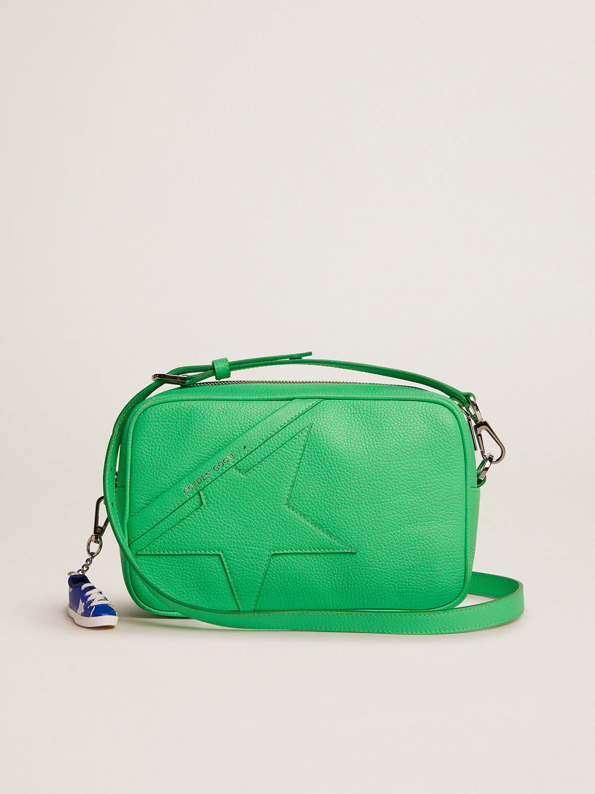 Sac Star Bag en cuir grain vert fluo avec toile ton sur ton