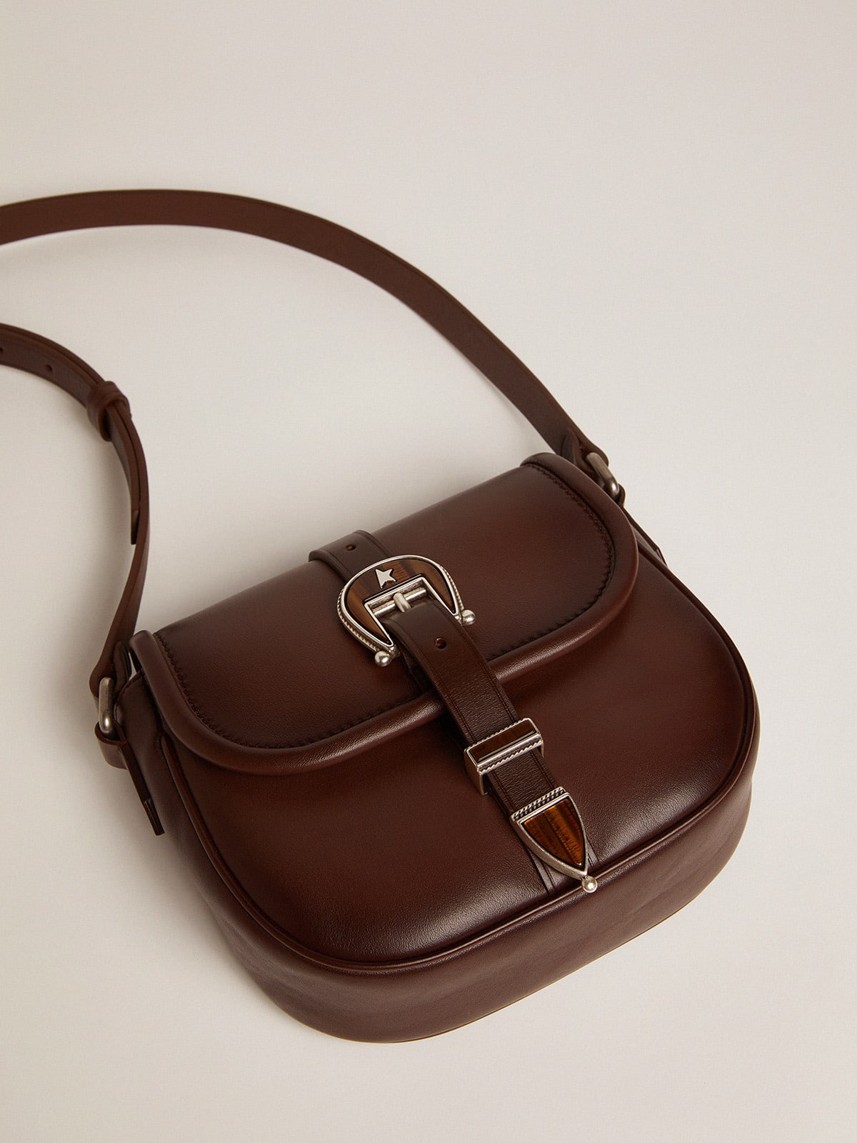 Golden Goose - Women's small Rodeo Bag in dark tan leather in 