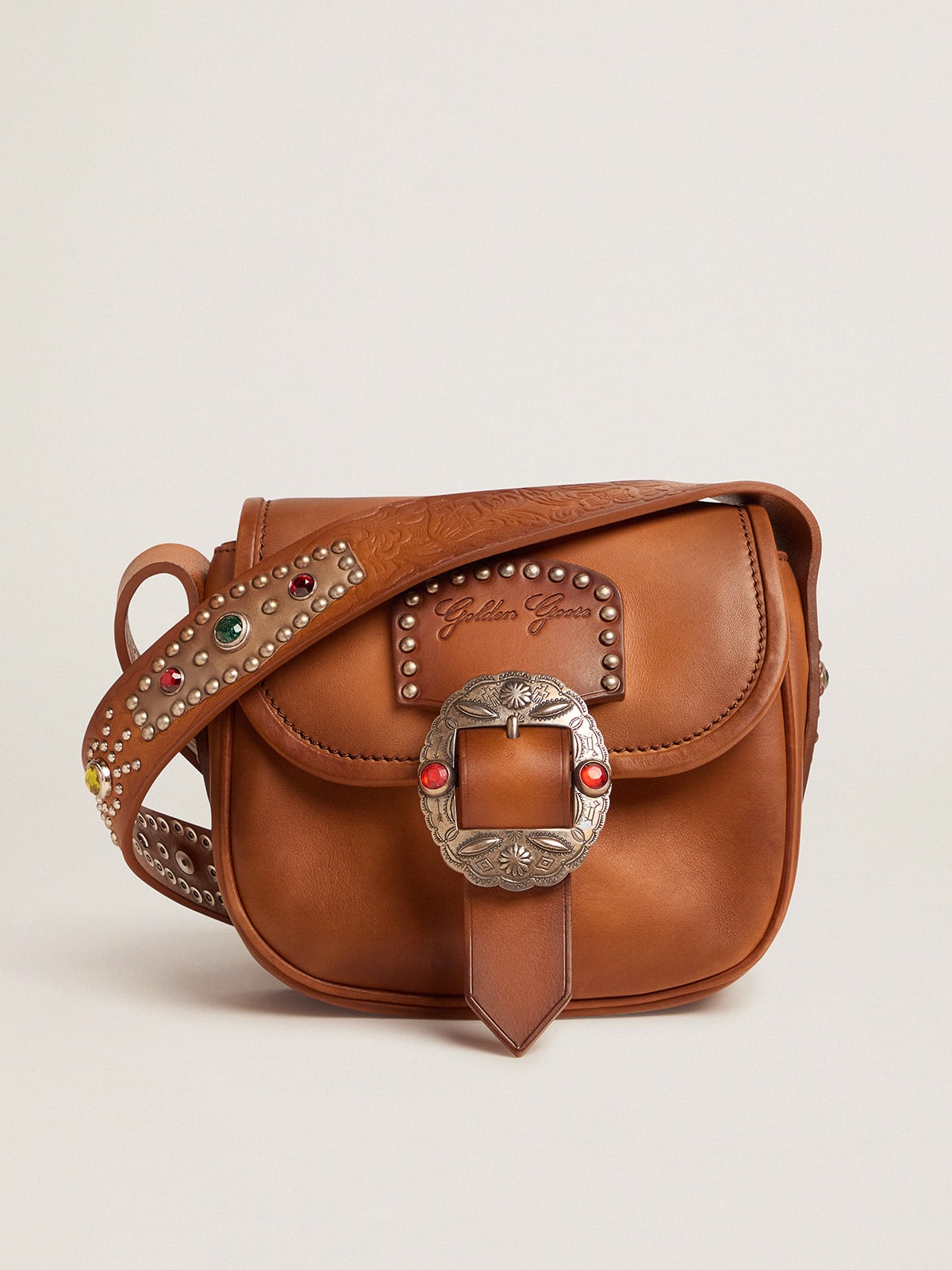 Borsa Rodeo Bag Small cuoio con borchie decorative