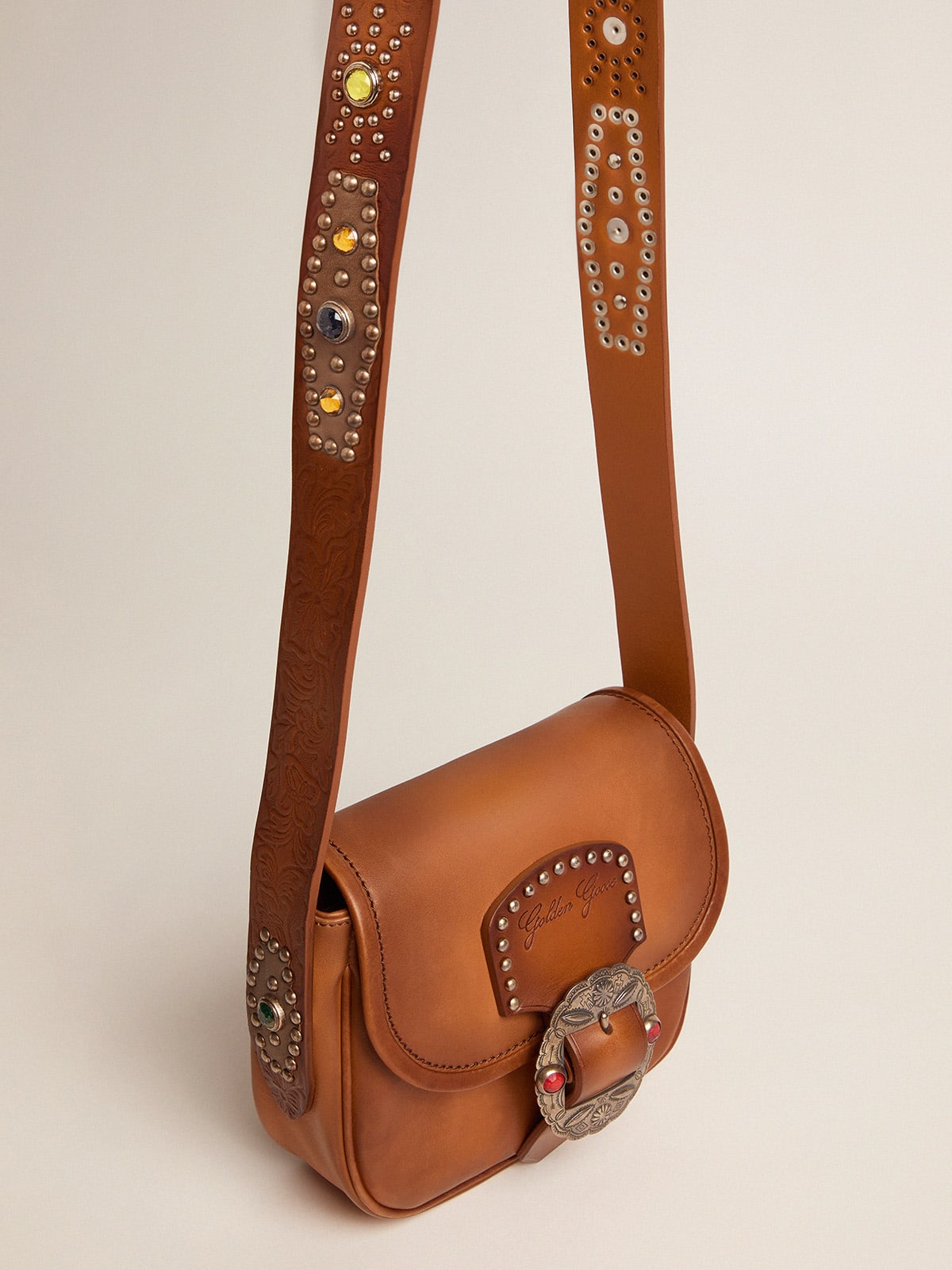 Borsa Rodeo Bag Small cuoio con borchie decorative