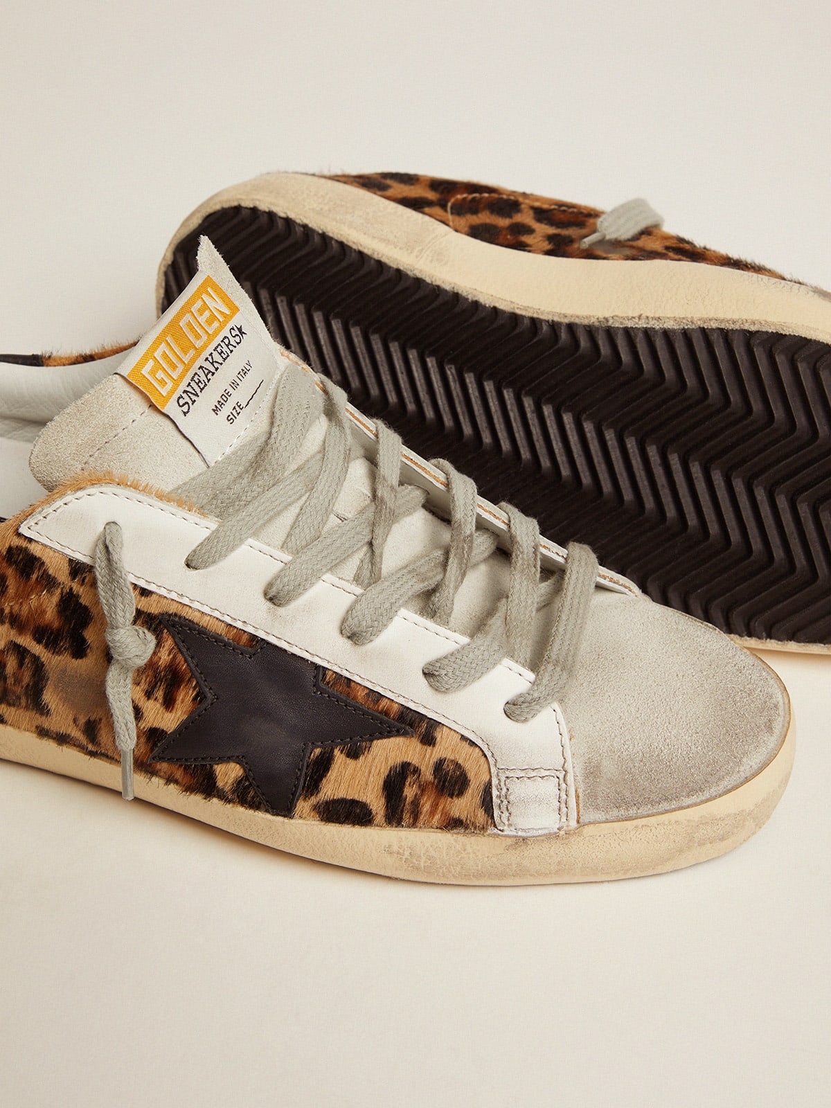 Golden Goose - Super-Star sneakers in leopard print flocked leather in 