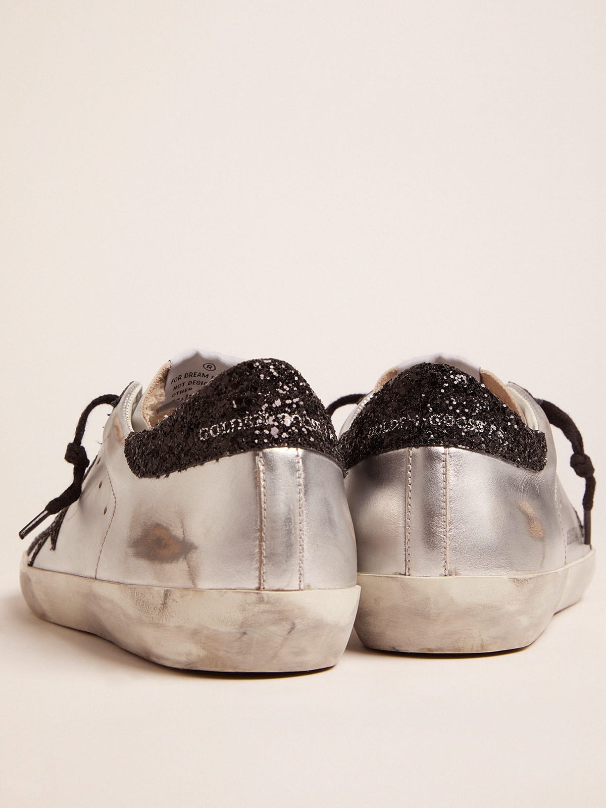 Silver Super-Star sneakers with glitter details | Golden Goose