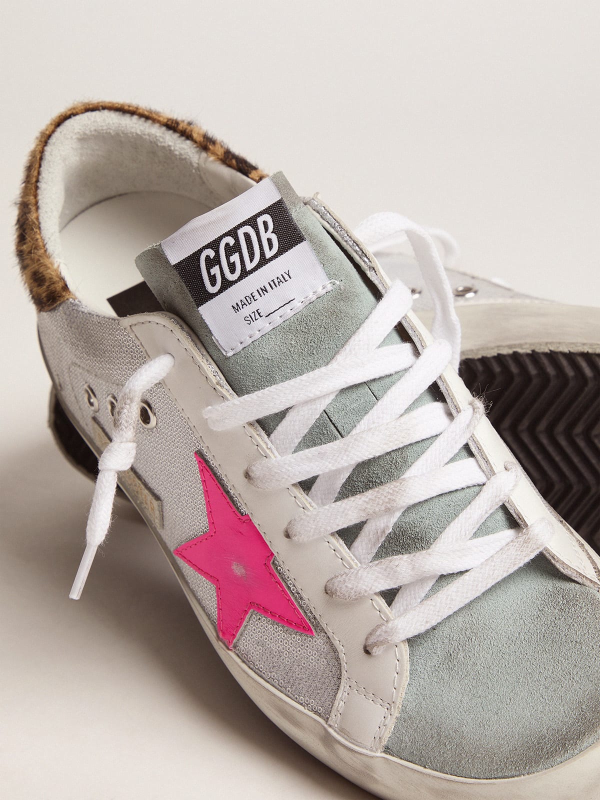 Golden Goose - Sneaker Super-Star con paillettes e talloncino leopardato in 