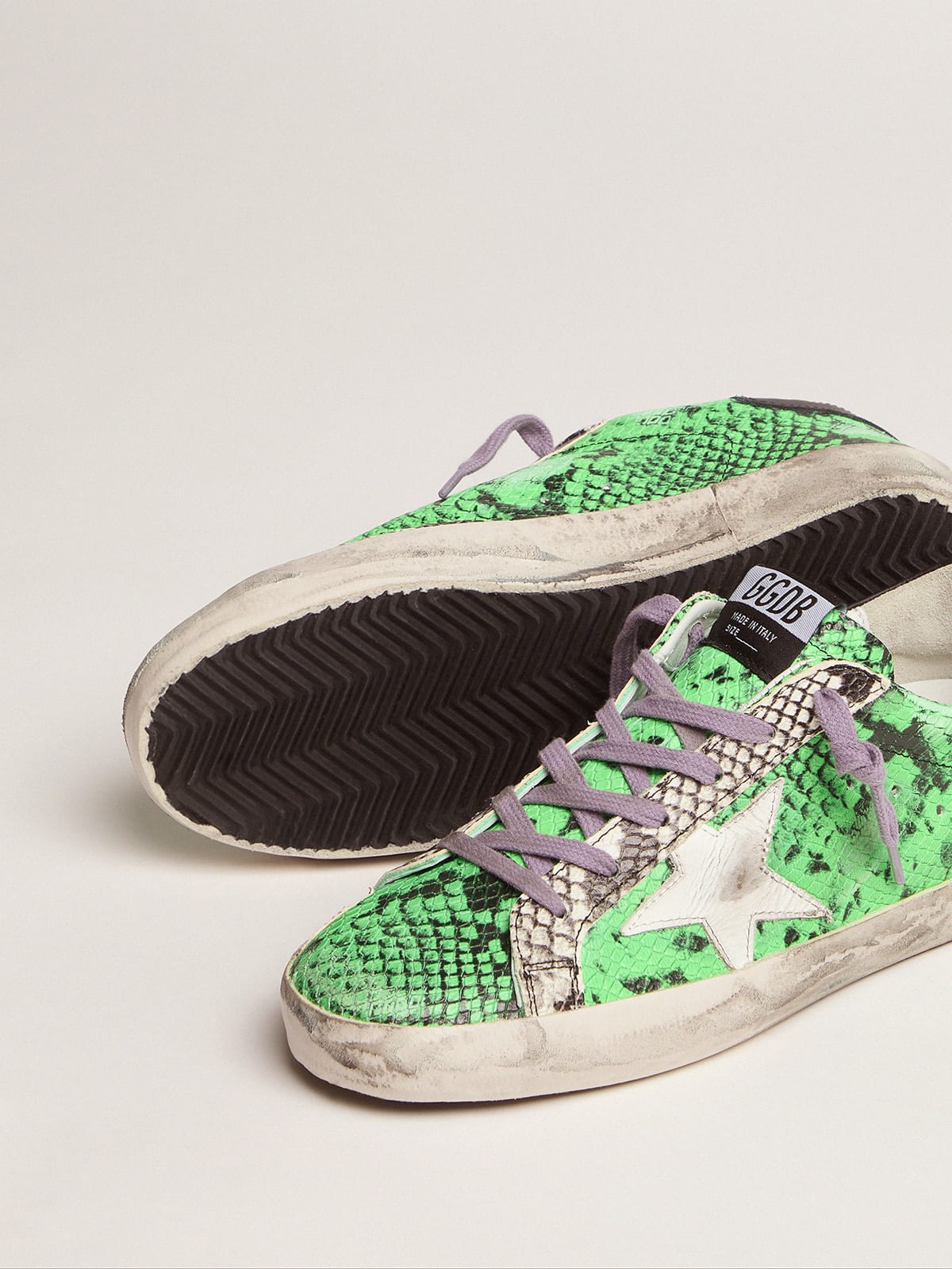 Super-Star sneakers in two-tone snake-print leather | Golden Goose