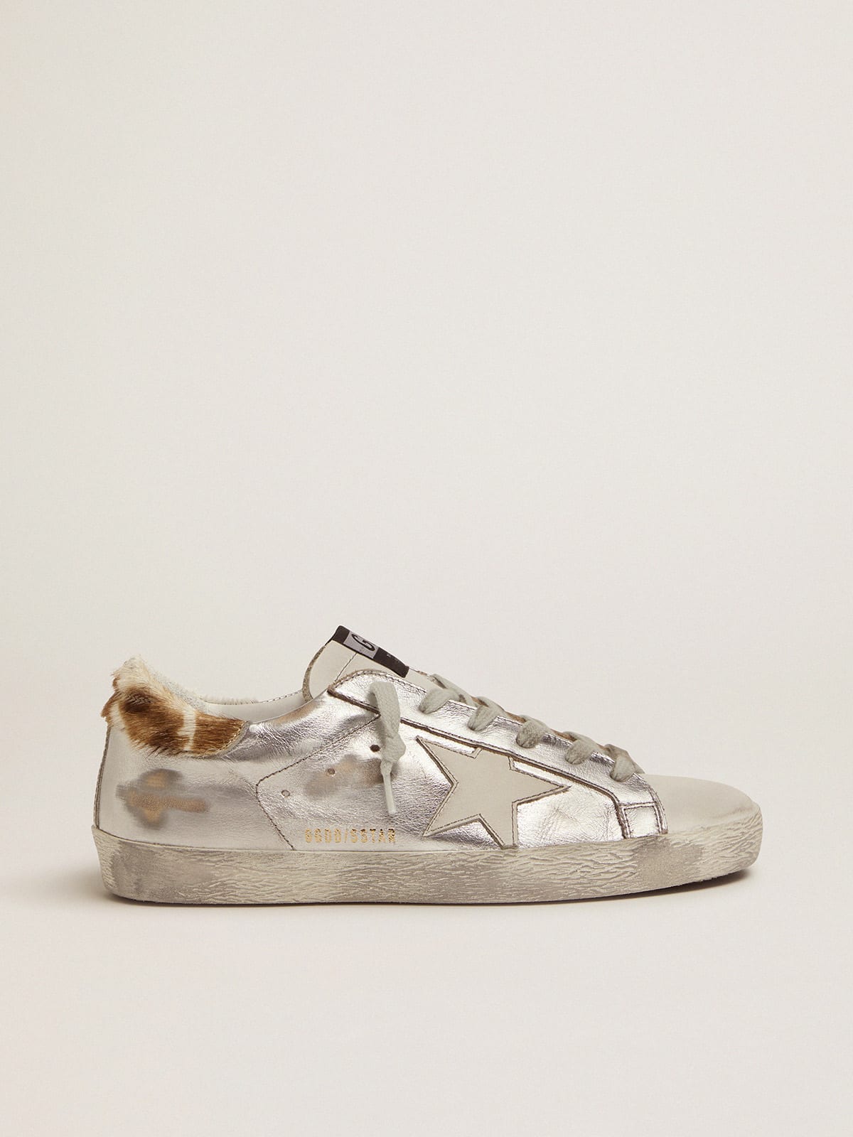 Laminated Super-Star sneakers with animal-print heel tab | Golden Goose