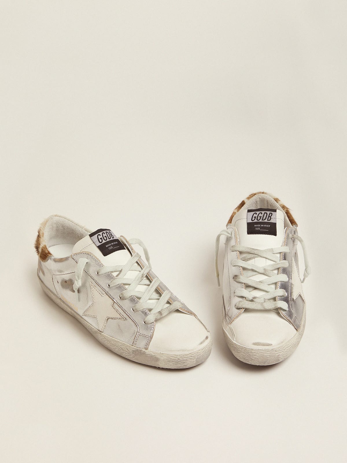 Golden Goose - Laminated Super-Star sneakers with animal-print heel tab in 