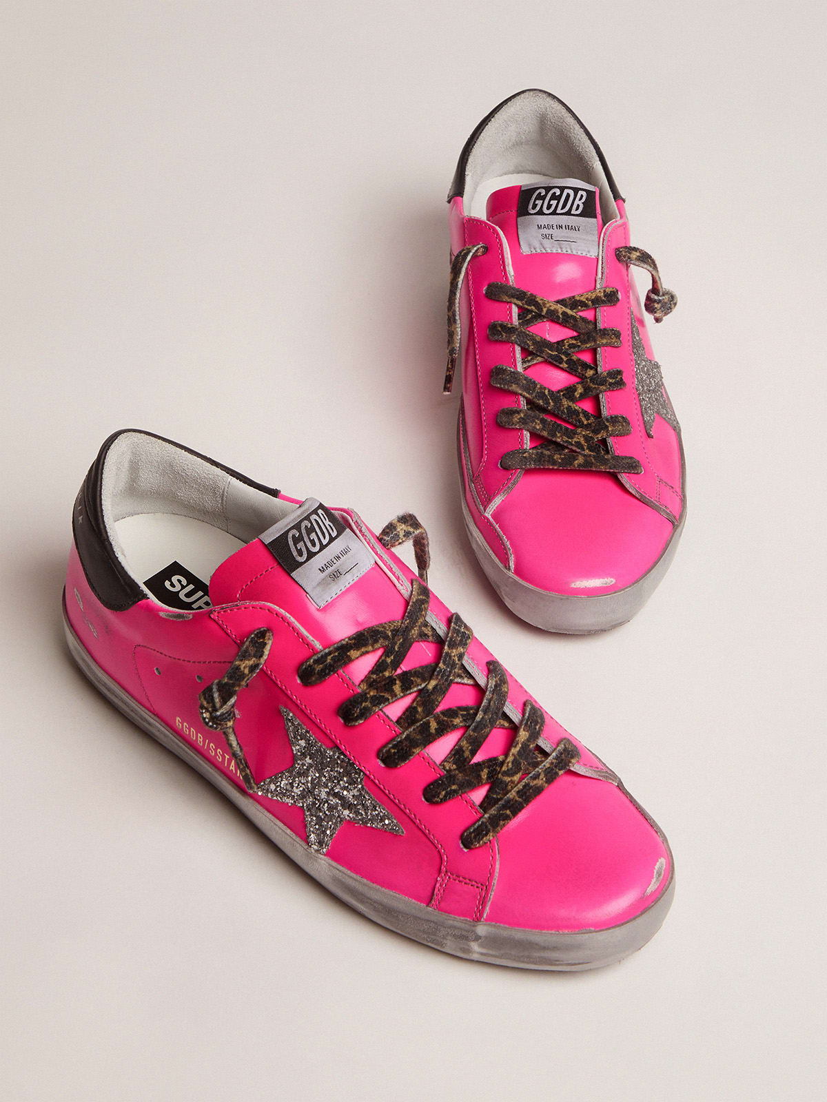 Fuchsia Super-Star sneakers with glitter star | Golden Goose