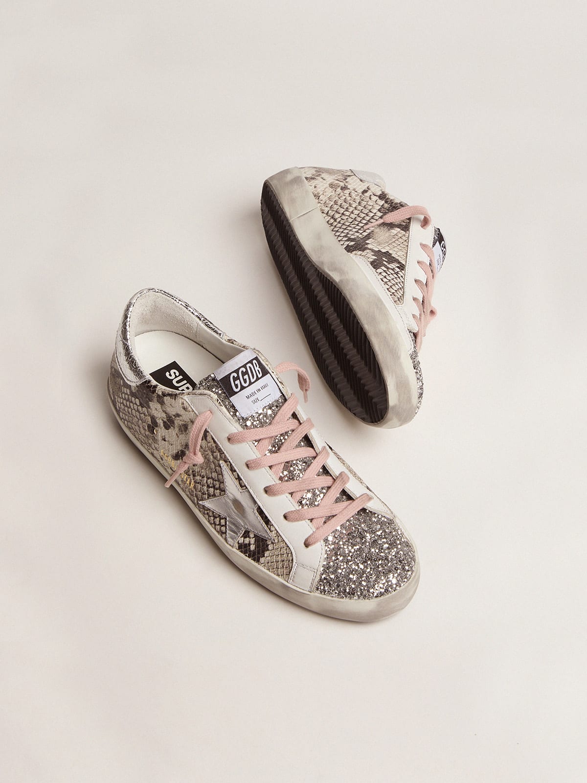 Super-Star LTD sneakers with snake print and glitter | Golden Goose