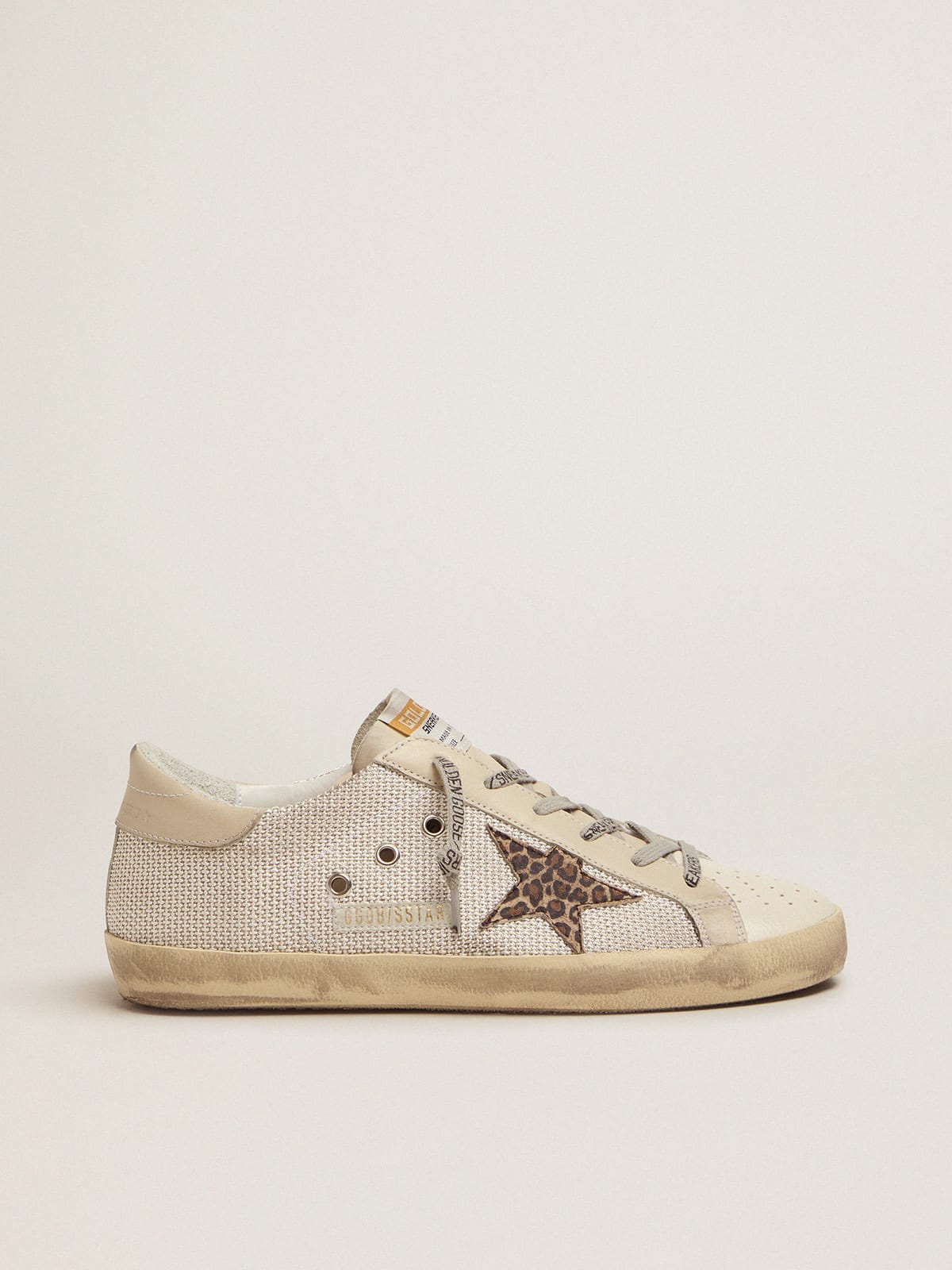 Golden Goose - Super-Star sneakers in mesh with leopard-print star in 