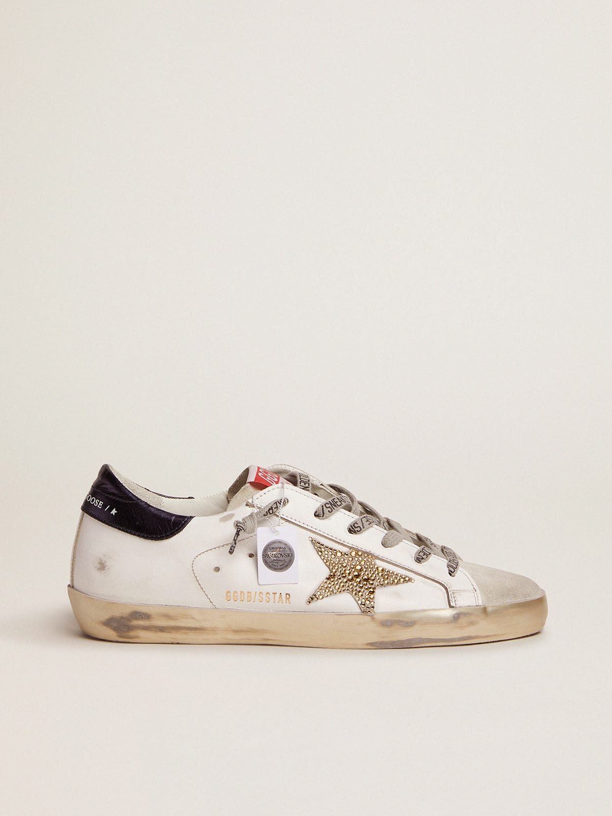 Golden Goose - Super-Star LTD sneakers with blue heel tab and Swarovski crystal star in 