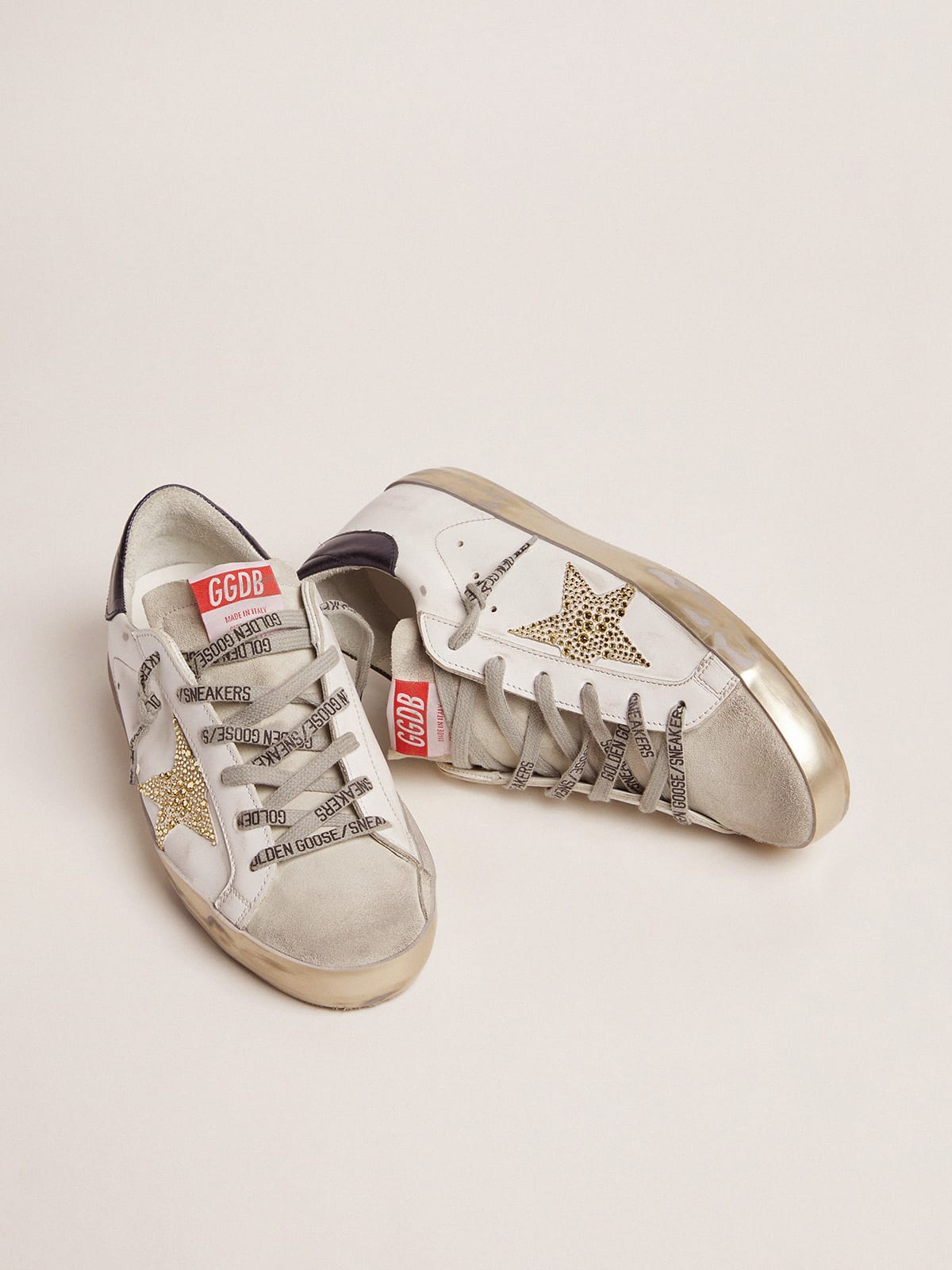 Women\'s Super-Star LTD with blue heel tab and Swarovski crystal star |  Golden Goose