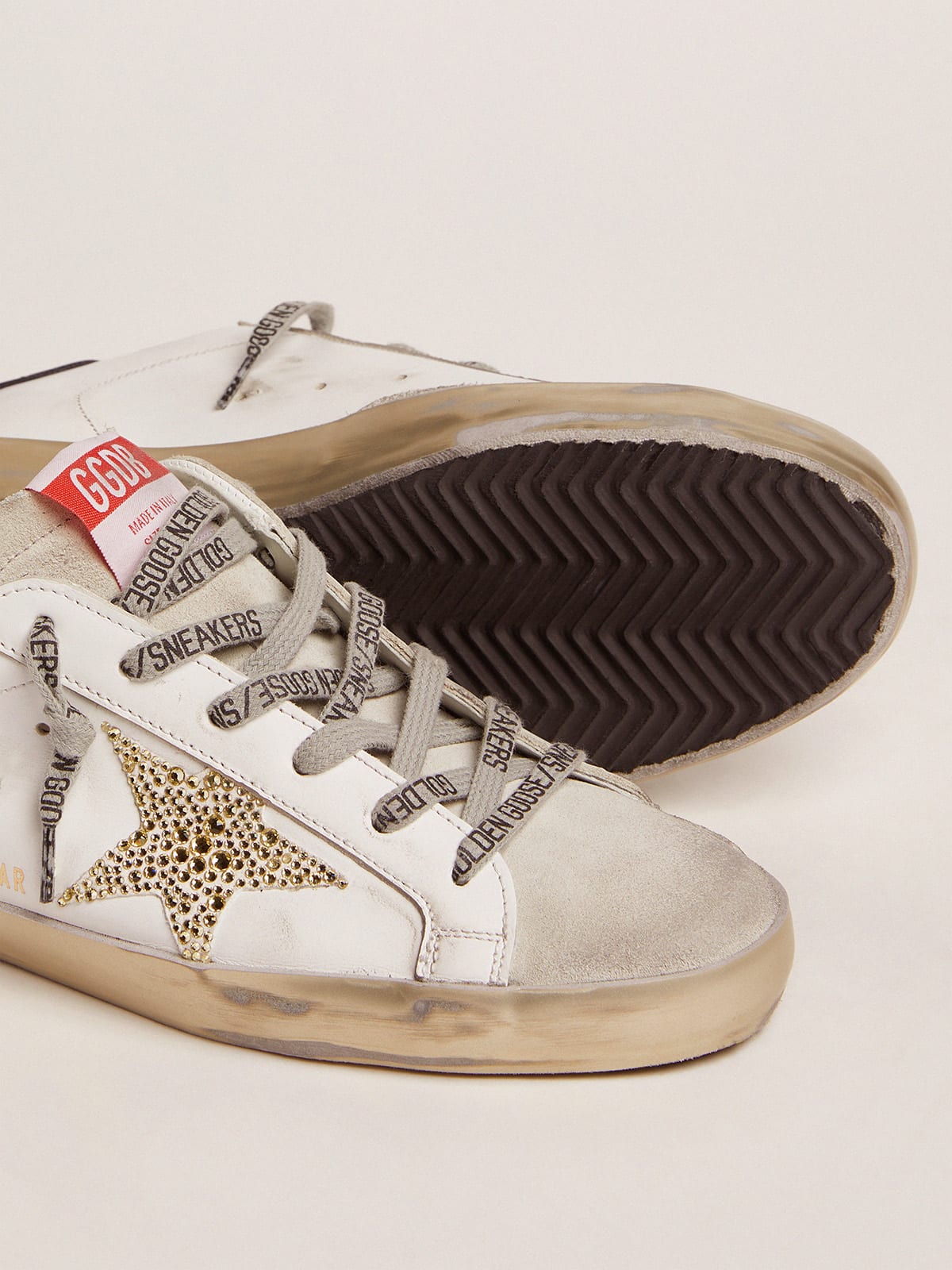 Women\'s Super-Star LTD with blue heel tab and Swarovski crystal star |  Golden Goose