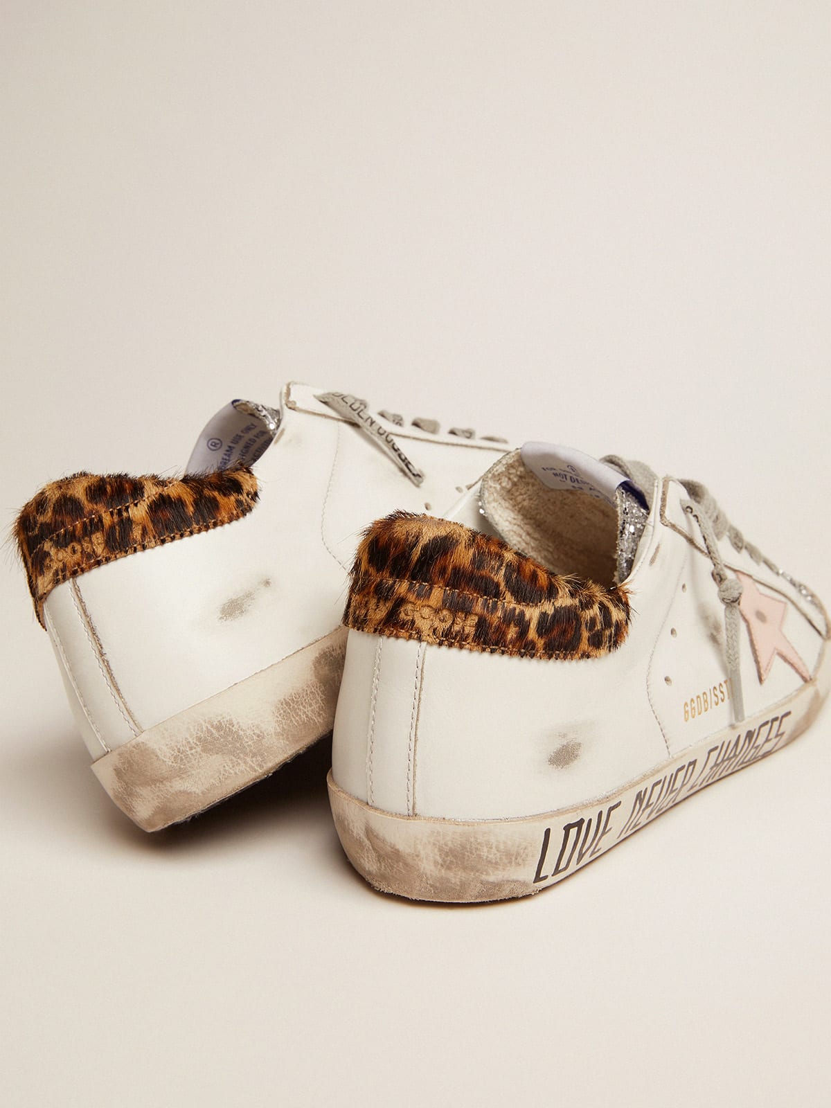 Super-Star sneakers with silver glitter tongue and handwritten lettering |  Golden Goose