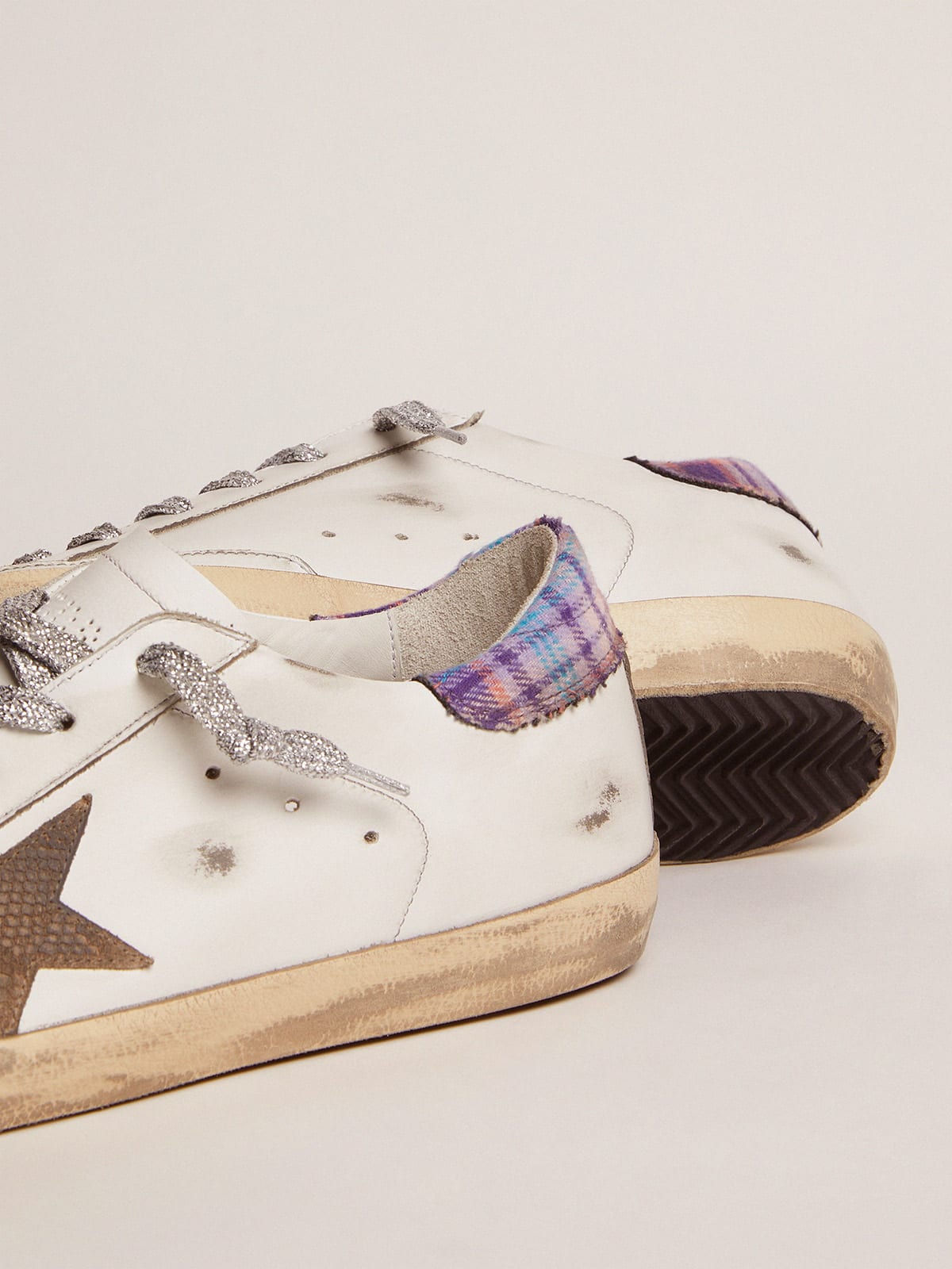 Golden Goose - Super-Star sneakers with jacquard heel tab and snake-print suede star in 