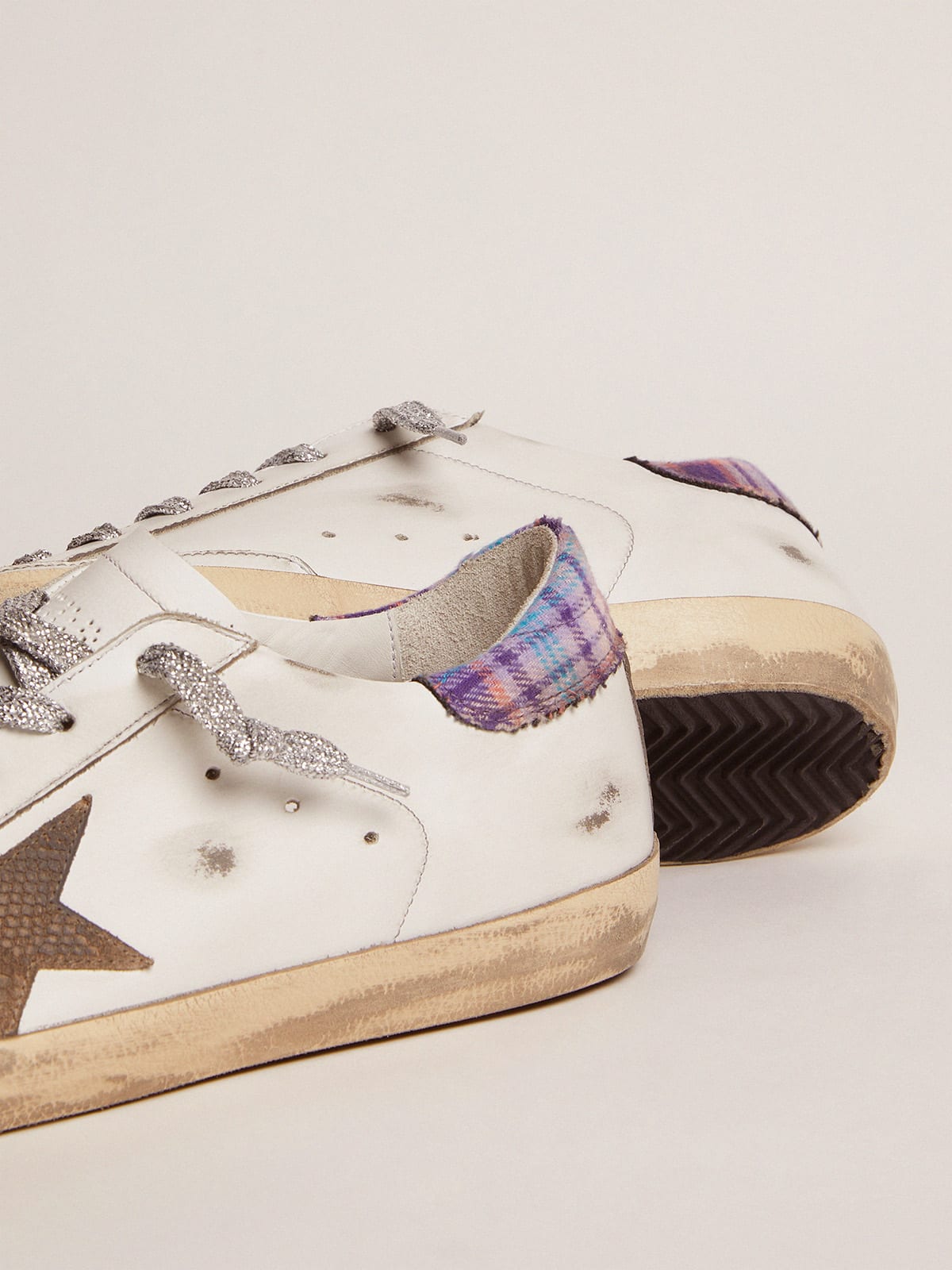 Super-Star sneakers with jacquard heel tab and snake-print suede star |  Golden Goose