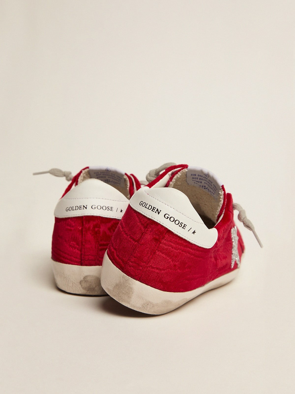 Super-Star LTD sneakers in red moiré velvet with Swarovski star | Golden  Goose