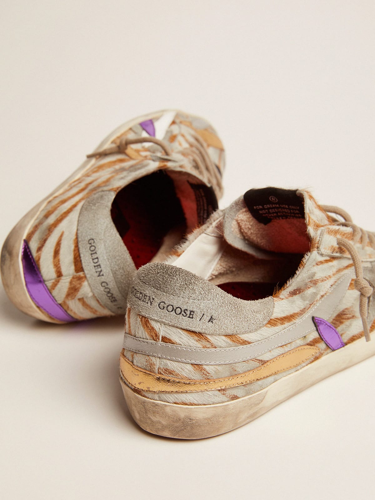 Golden Goose - Super-Star sneakers in zebra-print pony skin with colored laminated leather petals in 