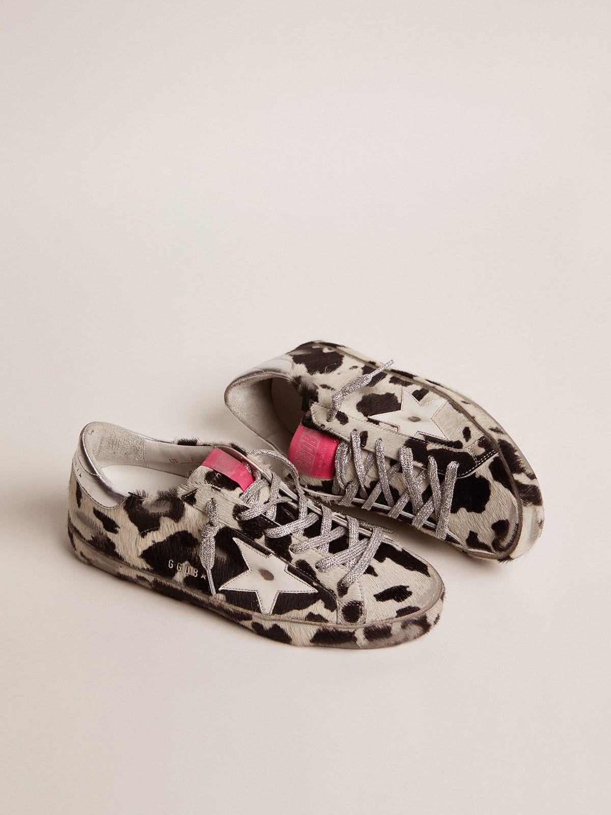 Golden Goose - Super-Star LAB sneakers in cow-print pony skin and white leather star in 