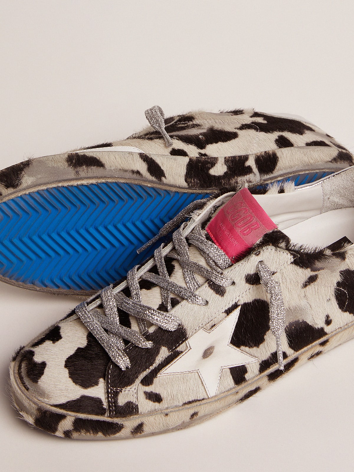 Super-Star LAB sneakers in cow-print pony skin and white leather star |  Golden Goose