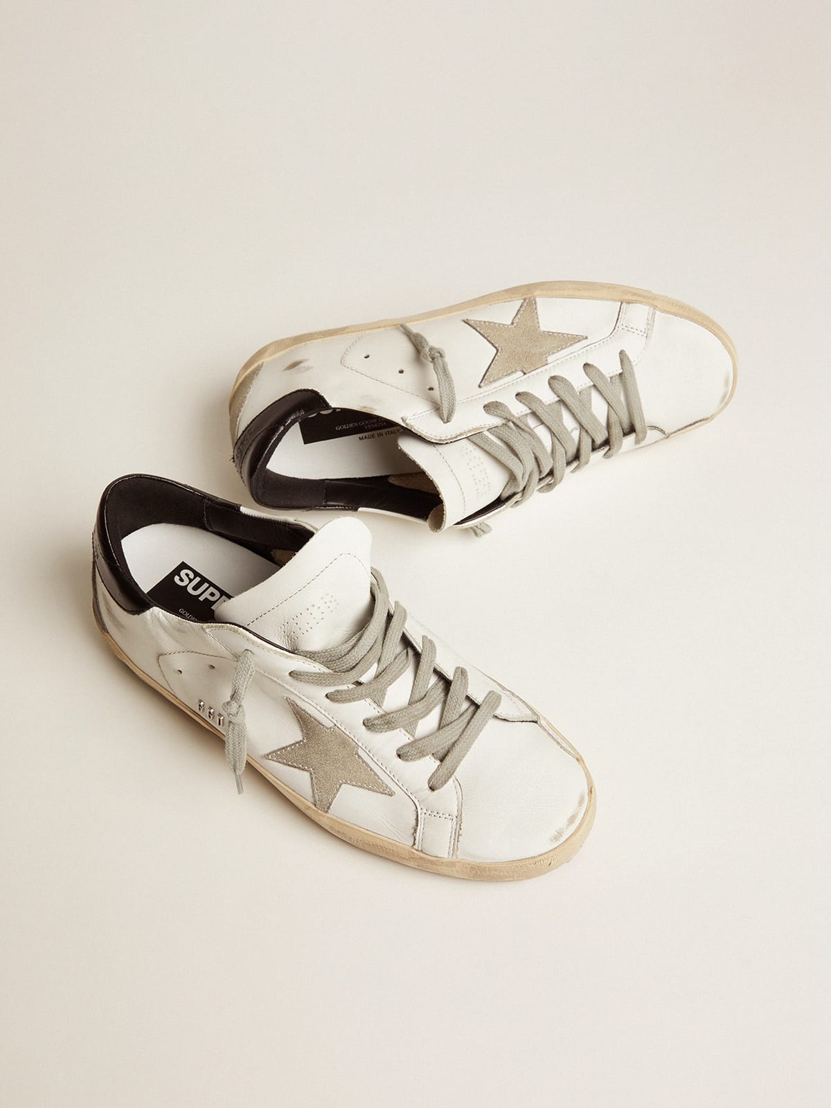 Golden Goose - Women's Super-Star with black heel tab and metal stud lettering in 