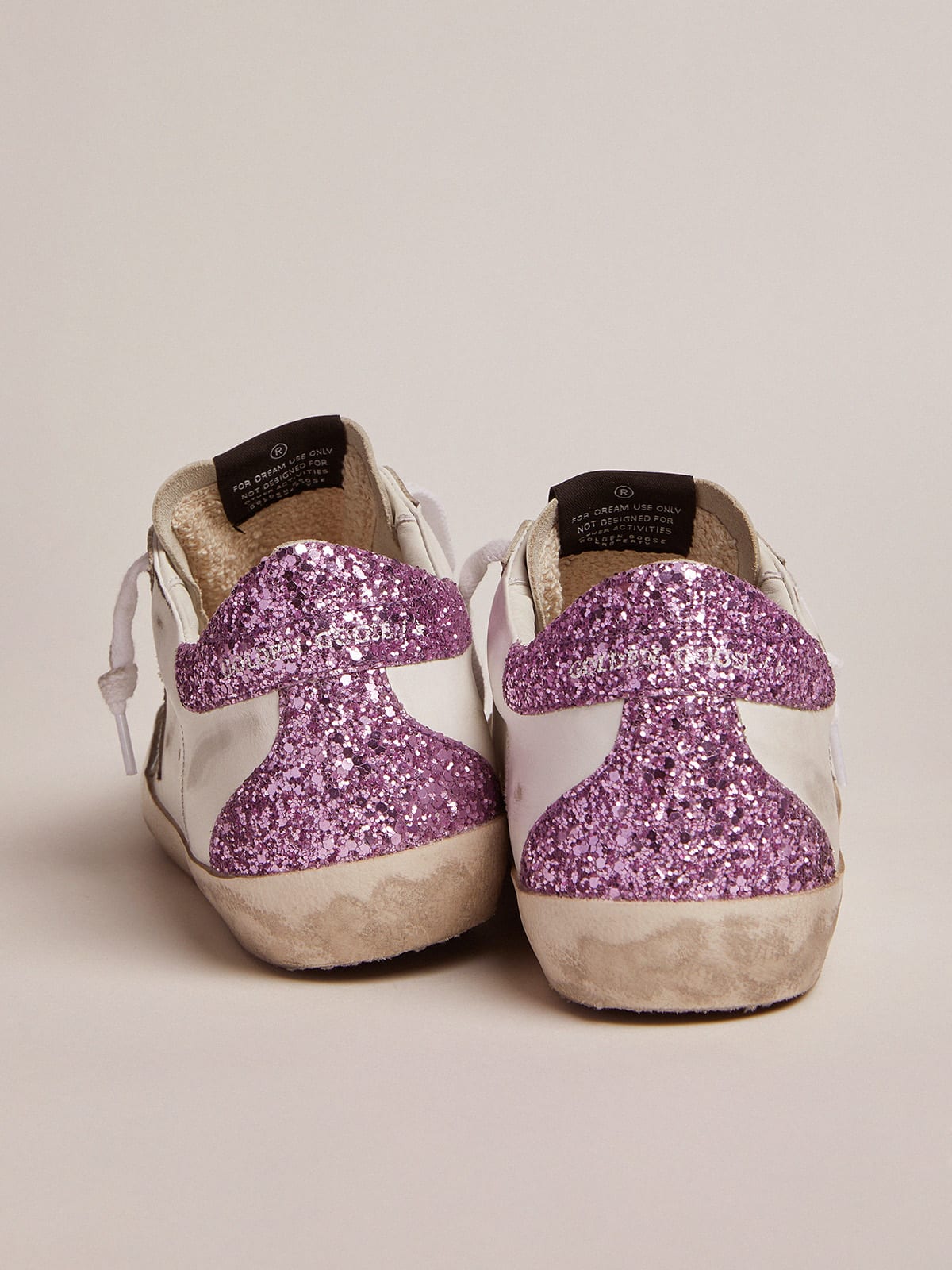 Golden Goose - Super-Star sneakers with lavender glitter heel tab and light blue star in 