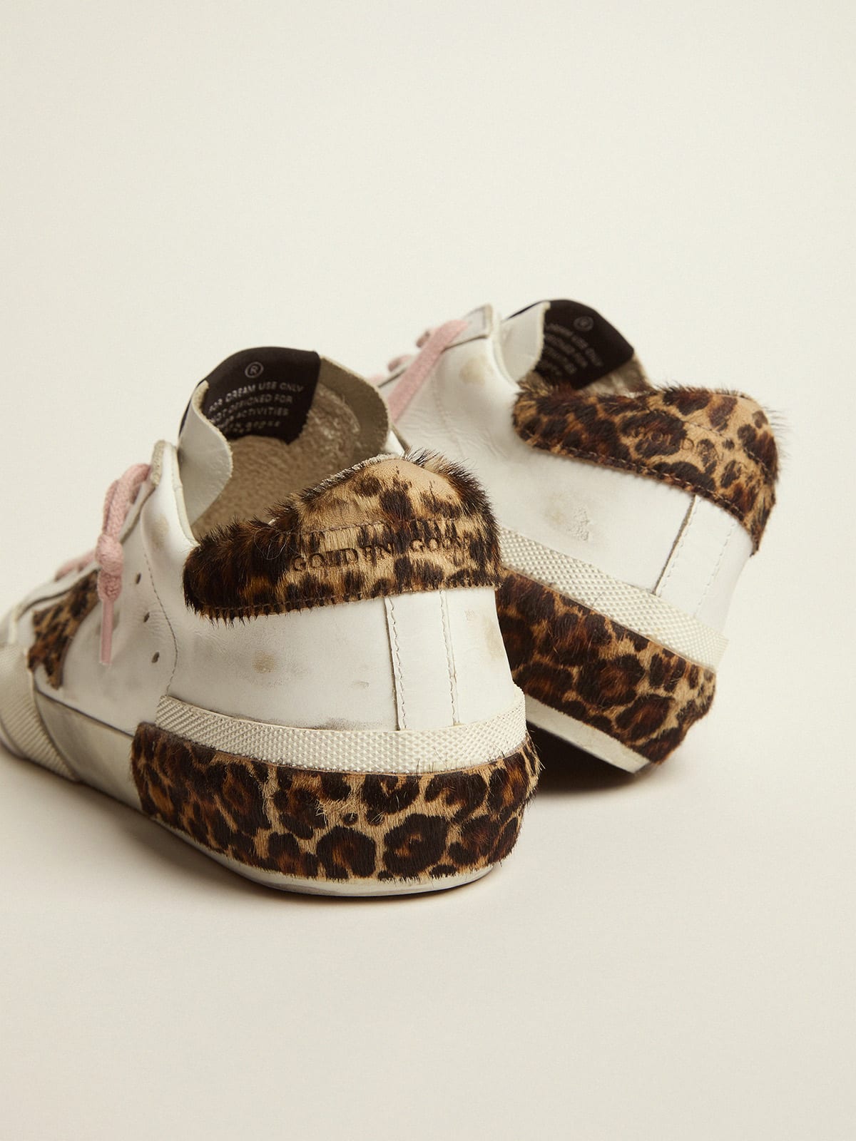 Women's Slide in leopard print pony skin with silver leather star