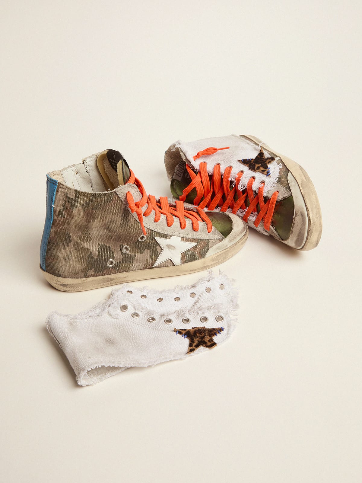 Women’s Francy LAB sneakers with camouflage print and superimposed canvas