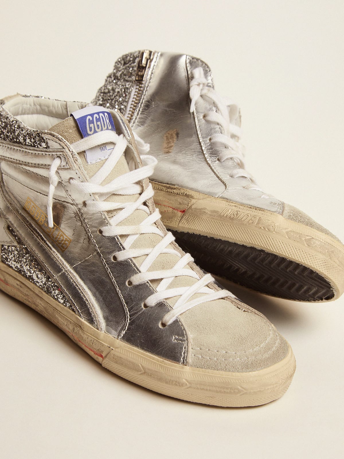 Golden goose shop slide argento