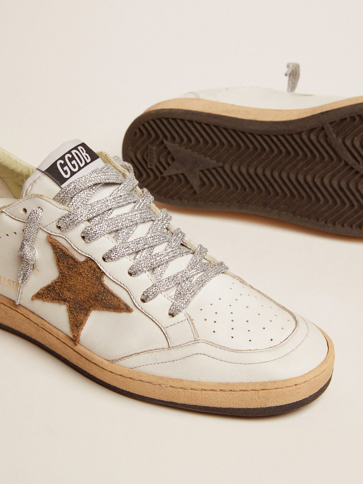 Ball Star sneakers with leopard-print star and pink laminated leather heel  tab | Golden Goose