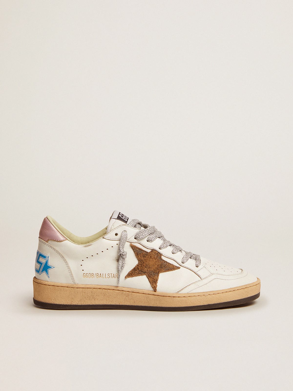 Ball Star sneakers with leopard-print star and pink laminated leather heel  tab | Golden Goose