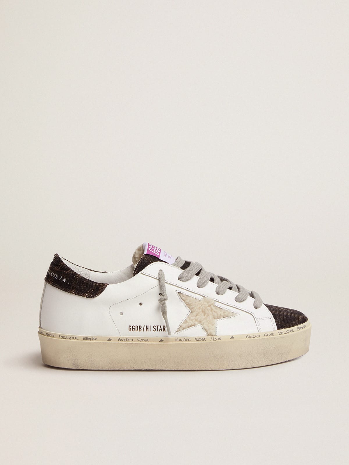Golden Goose - Hi Star sneakers with shearling star and leopard-print tongue in 