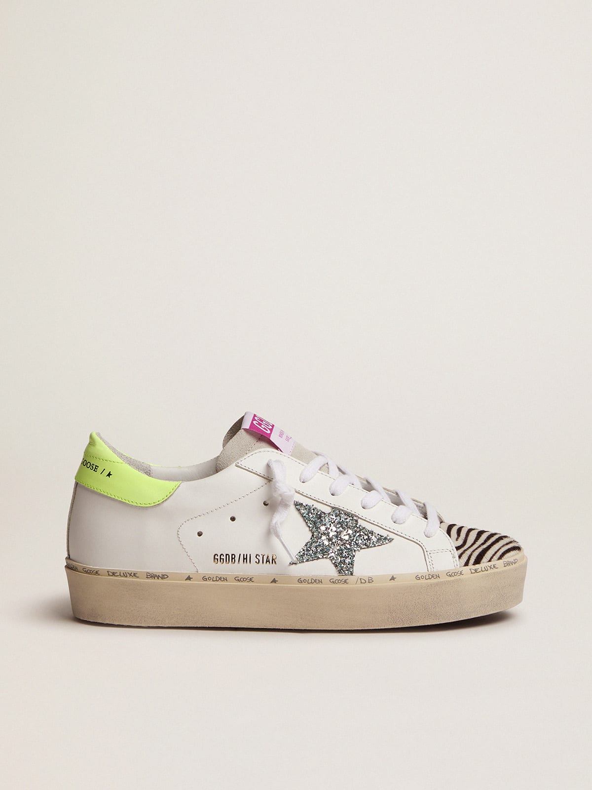 Hi Star sneakers with light blue glitter star and zebra-print