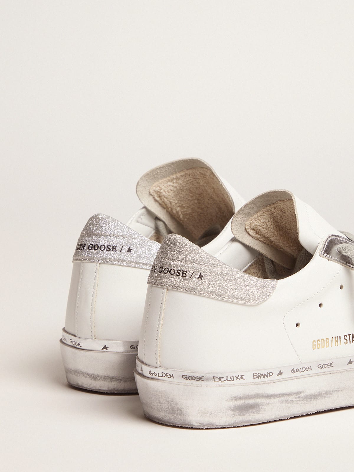 Hi Star sneakers with camouflage star and glittery heel tab | Golden Goose