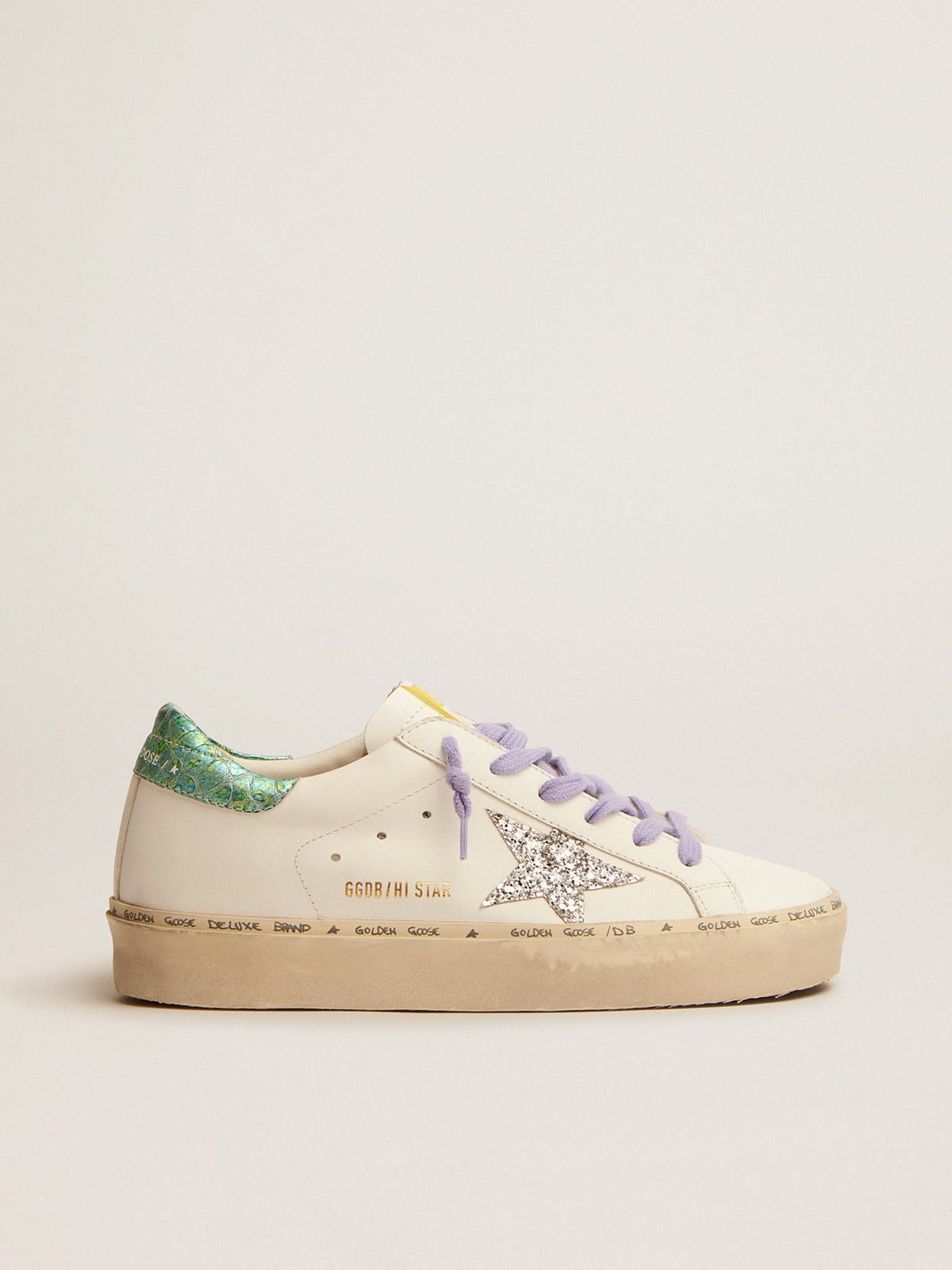 Hi Star LTD sneakers with glitter star and printed heel tab | Golden Goose