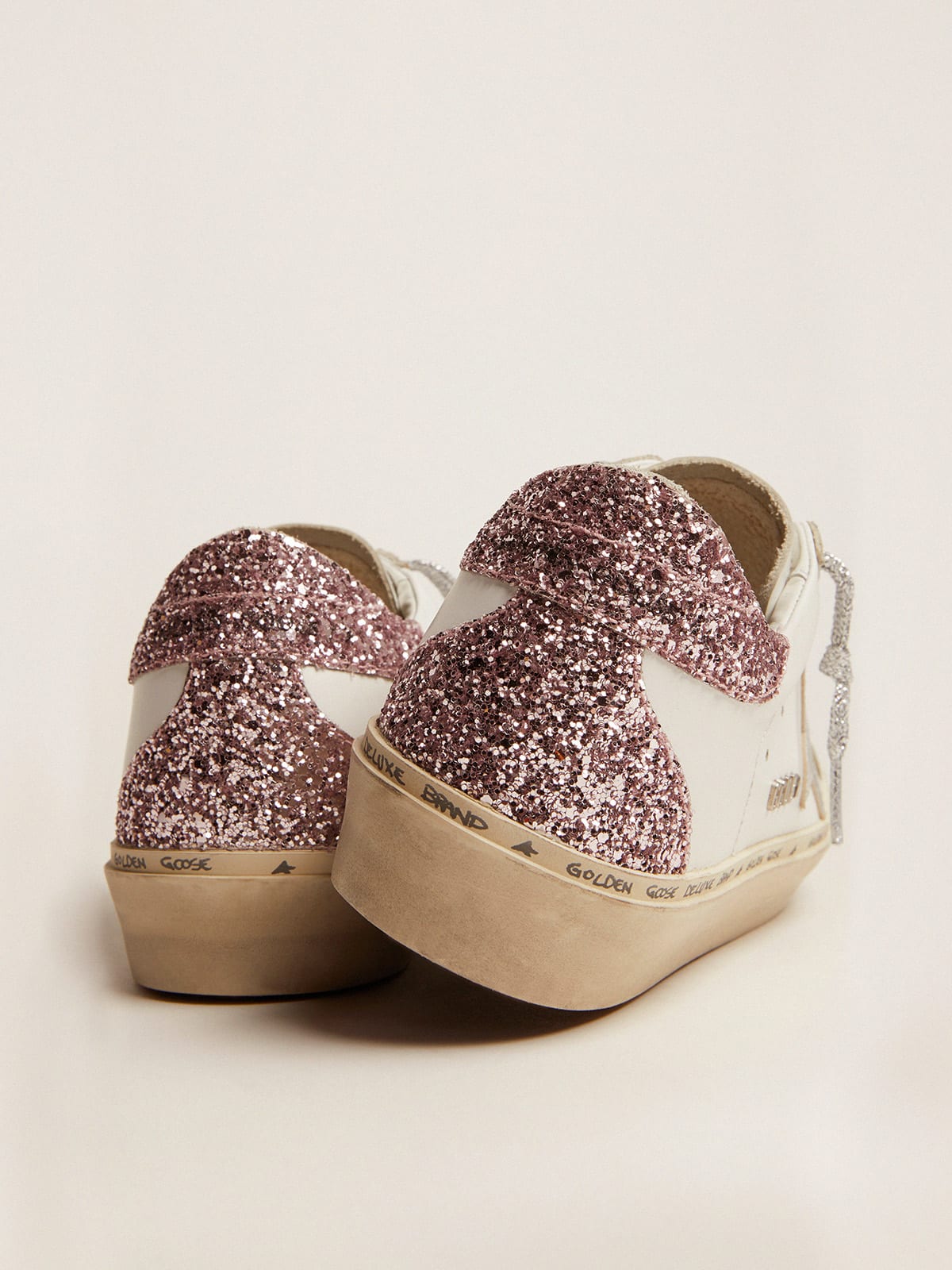 Hi Star sneakers with laminated leather star and glitter heel tab | Golden  Goose